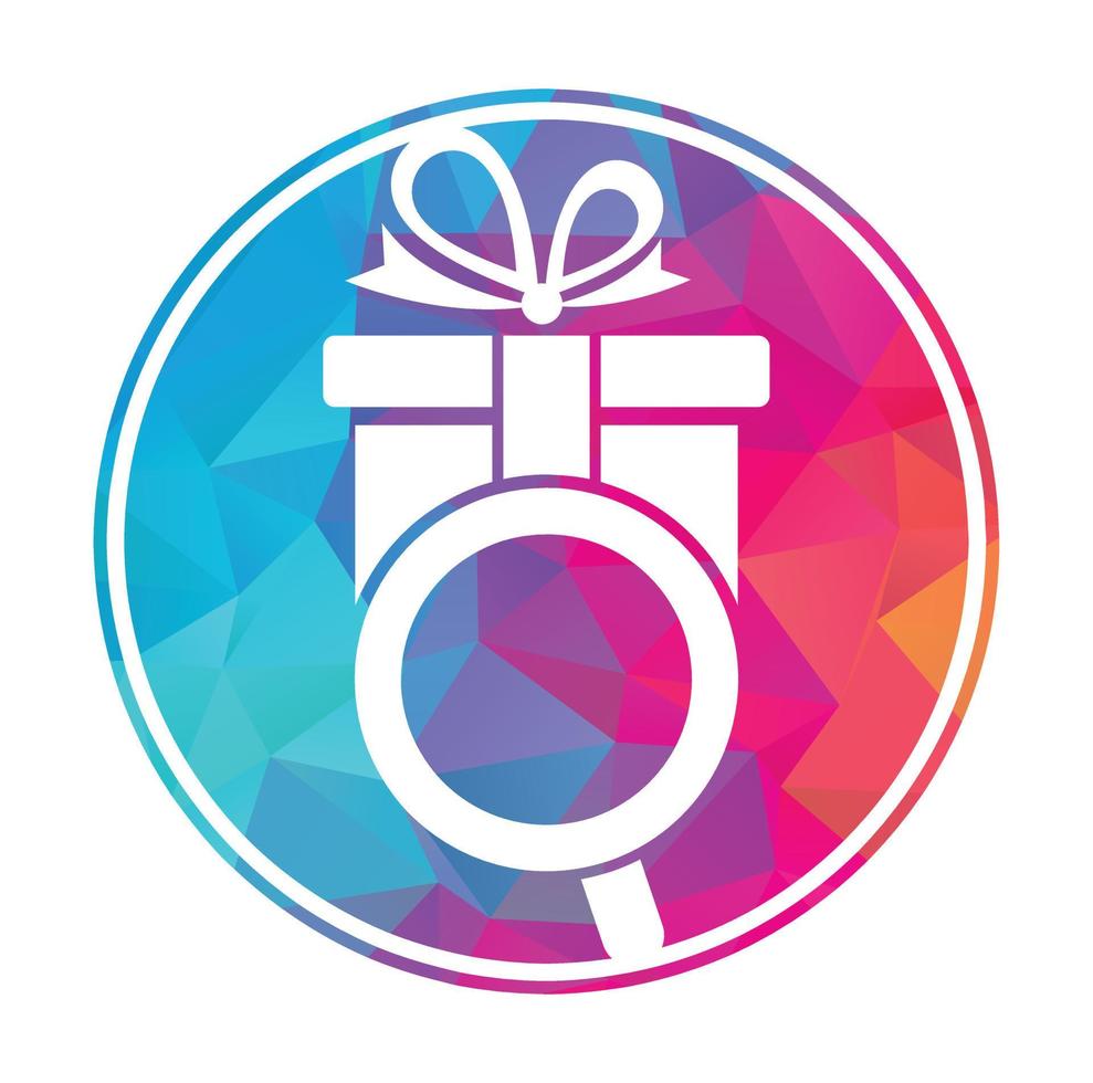 buscar regalo logo icono diseño. encontrar regalo caja logo diseño icono vector. vector