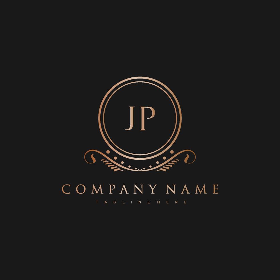 JP Letter Initial with Royal Luxury Logo Template vector