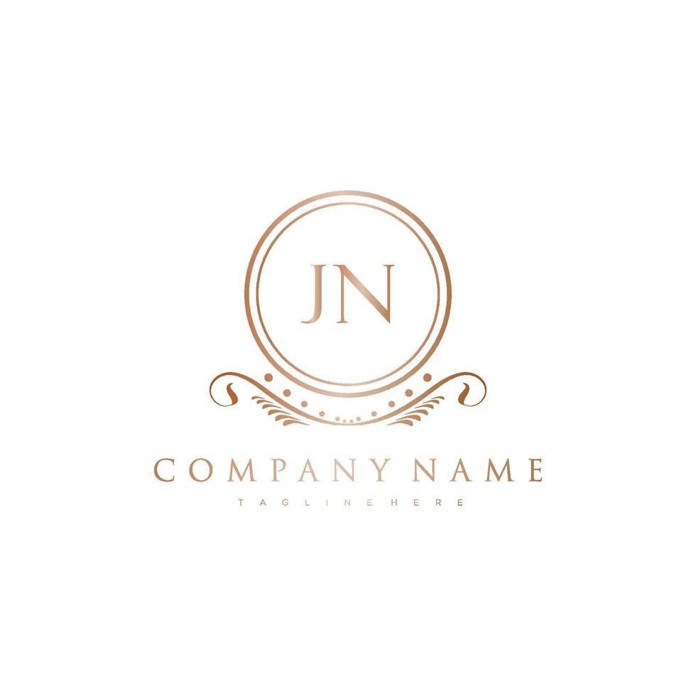 JN Letter Initial with Royal Luxury Logo Template vector