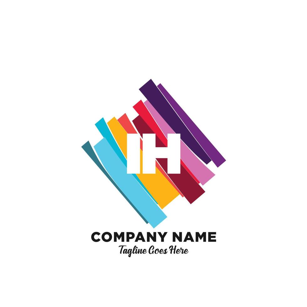IH initial logo With Colorful template vector