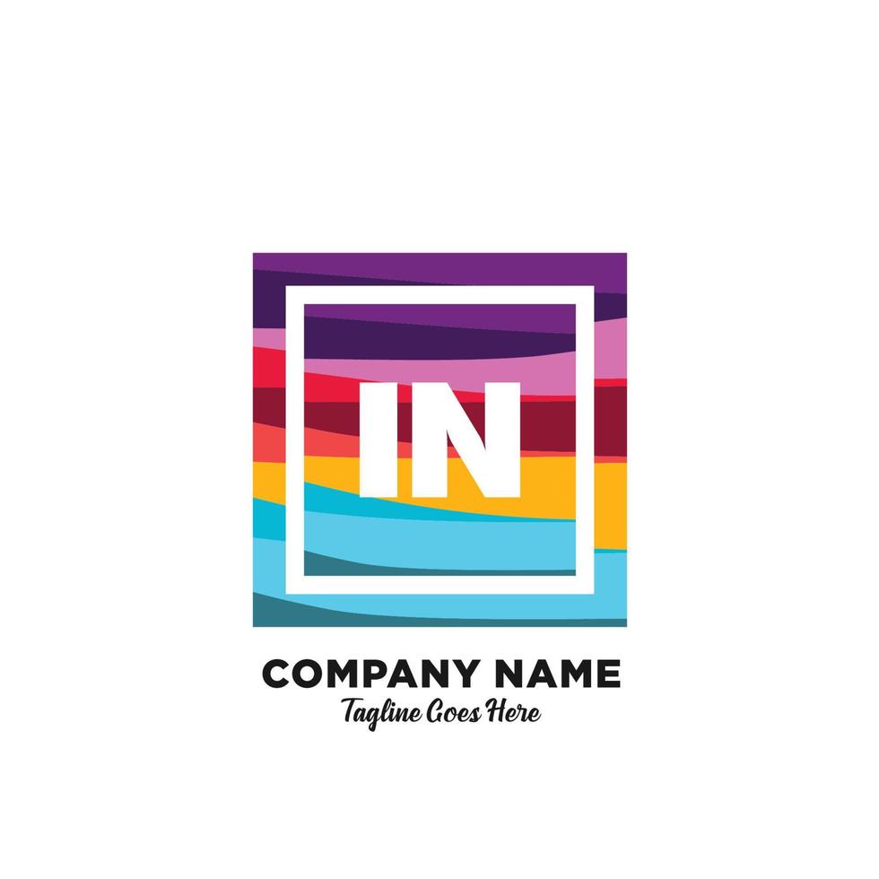 IN initial logo With Colorful template vector