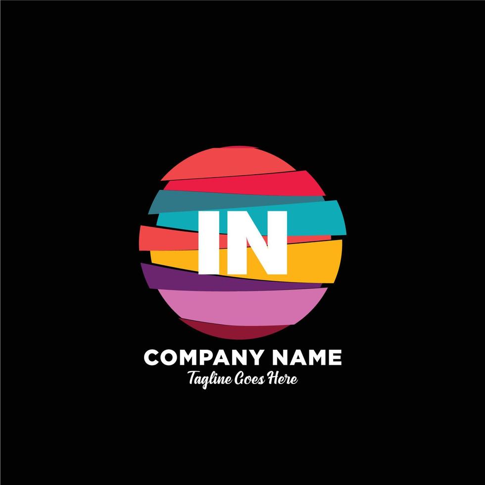 IN initial logo With Colorful template vector