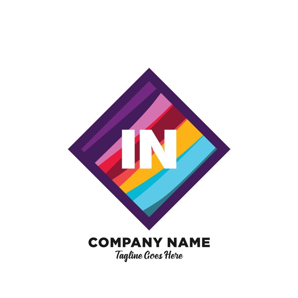 IN initial logo With Colorful template vector