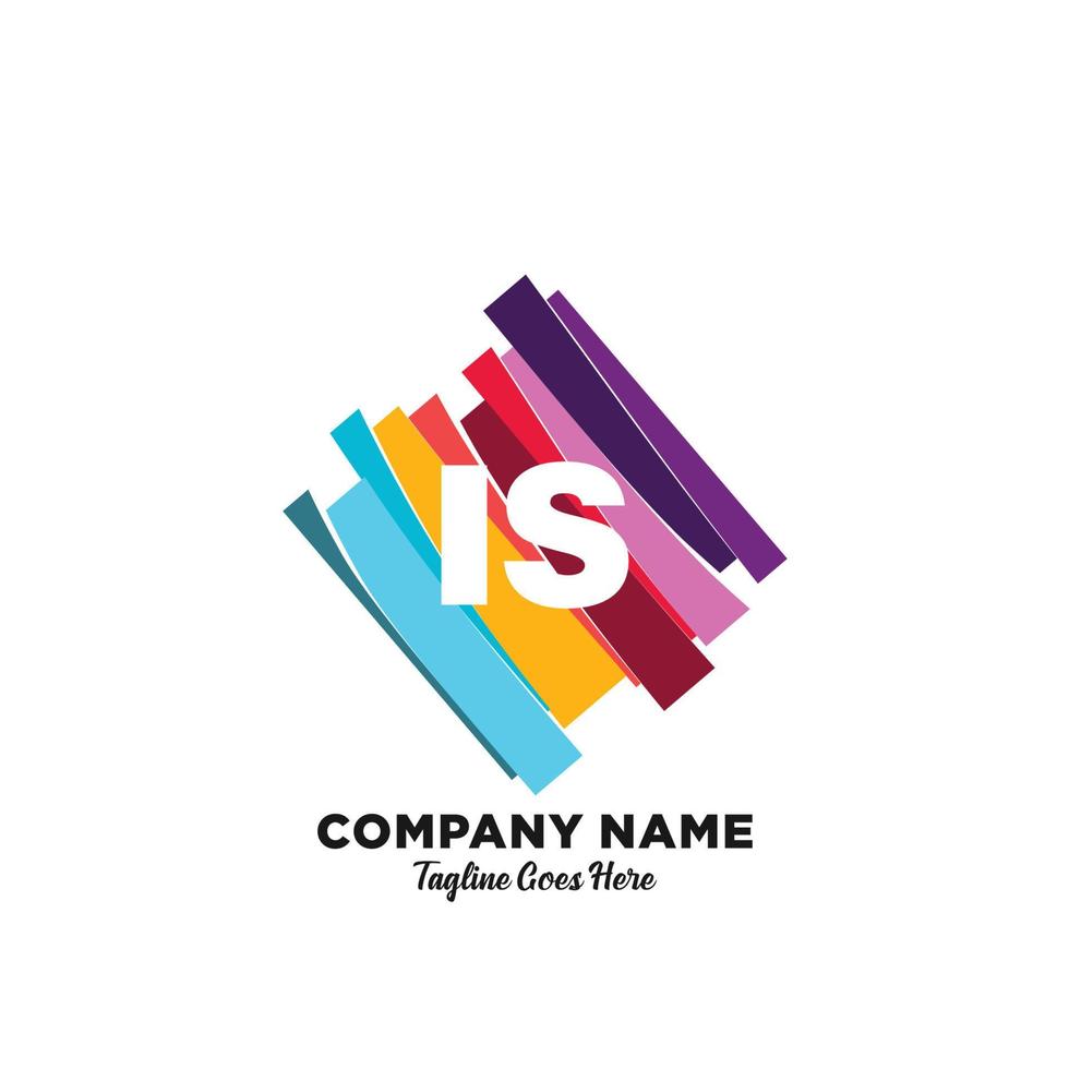 IS initial logo With Colorful template vector