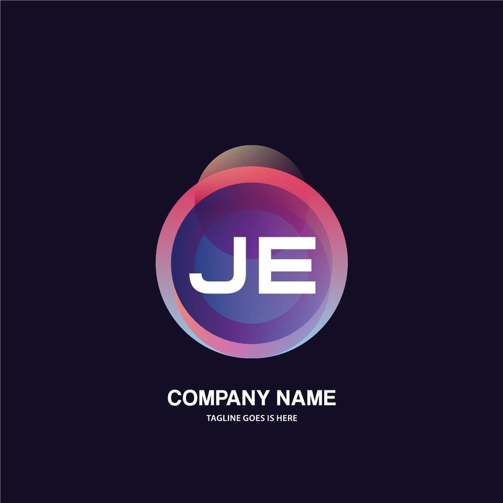 JE initial logo With Colorful Circle template vector