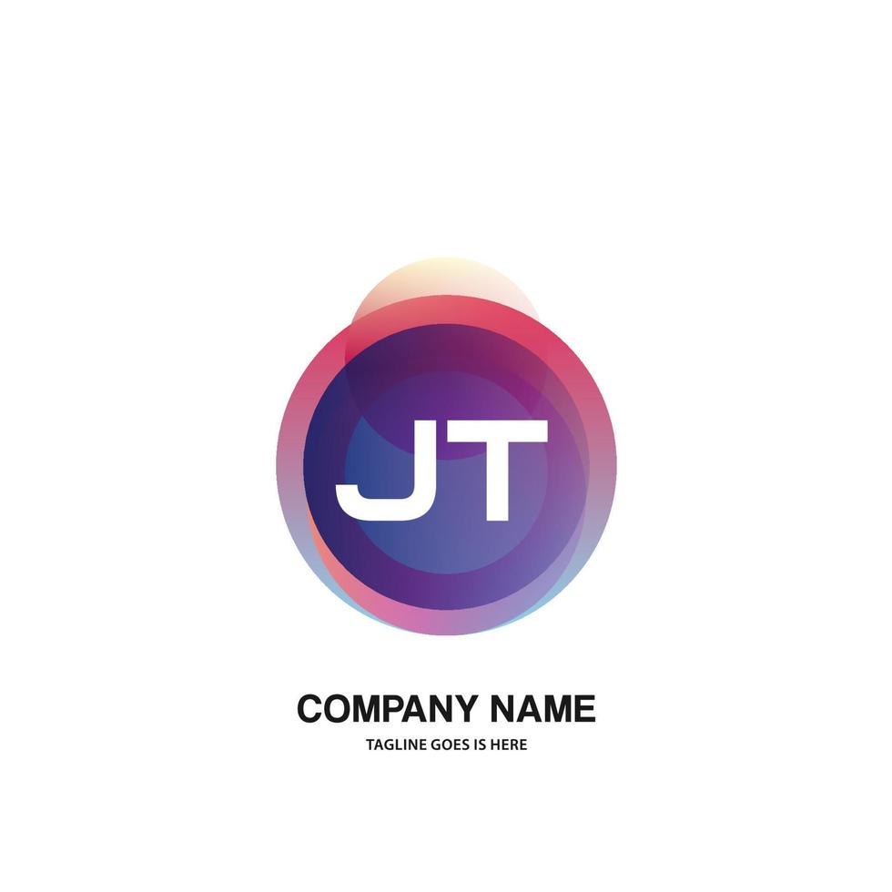 JT initial logo With Colorful Circle template vector