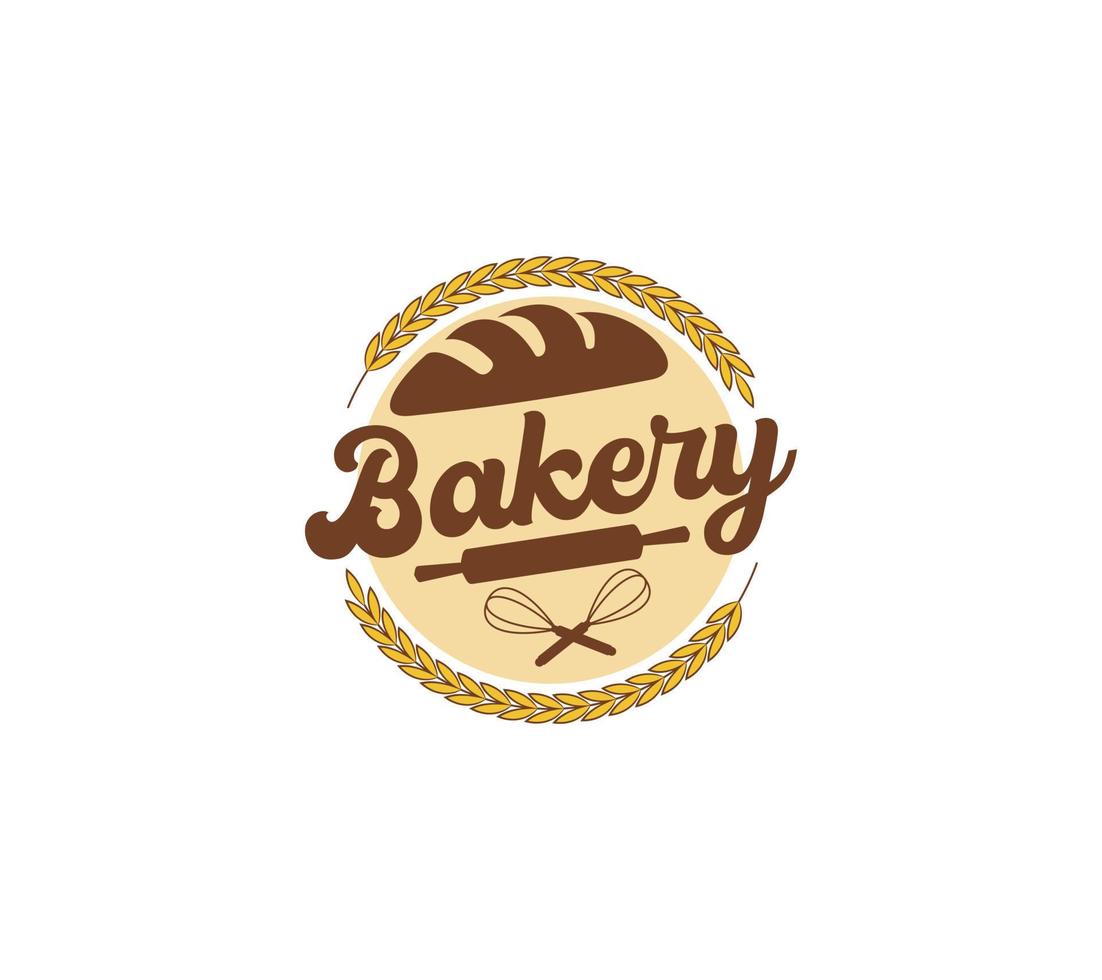 Bakery logo or bread cake logo design on white background, vector illustration.