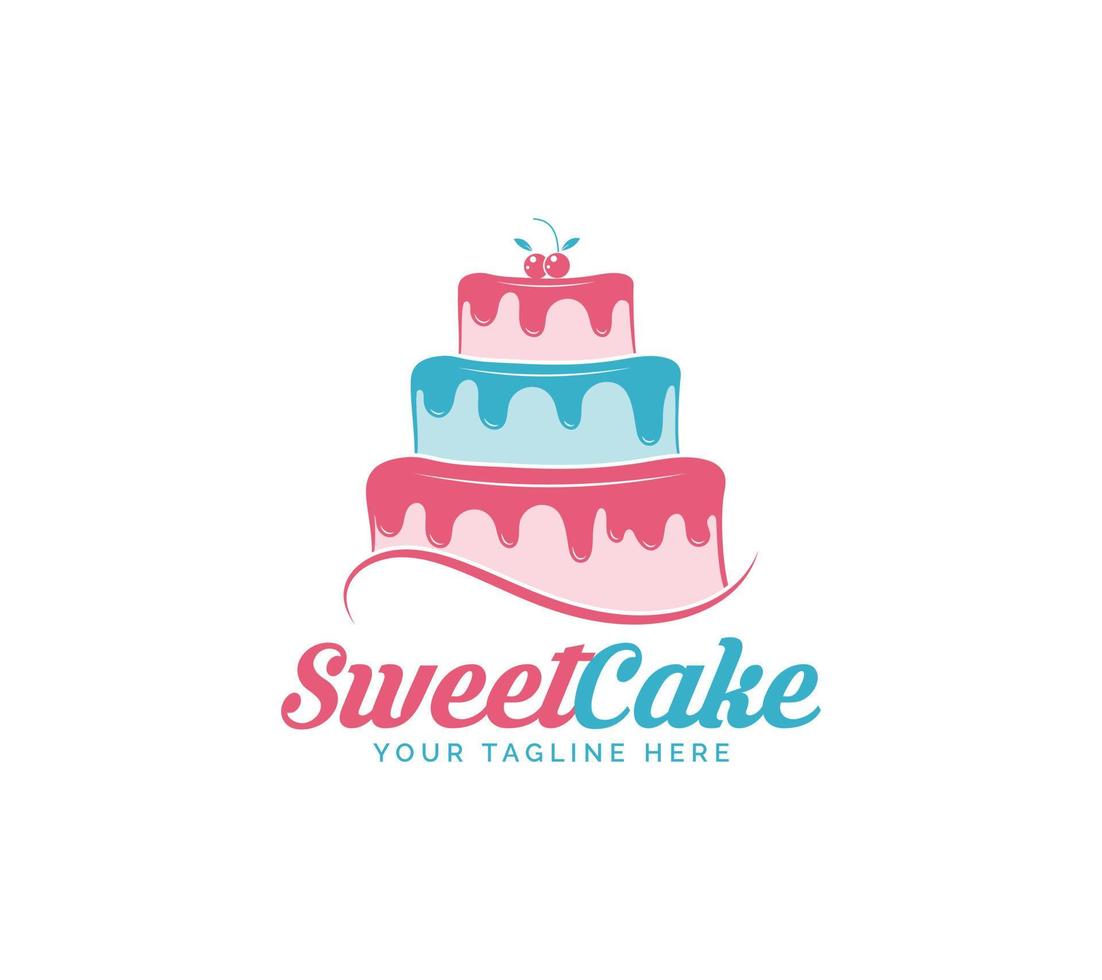 Sweet Cake logo design on white background, Vector illustration.