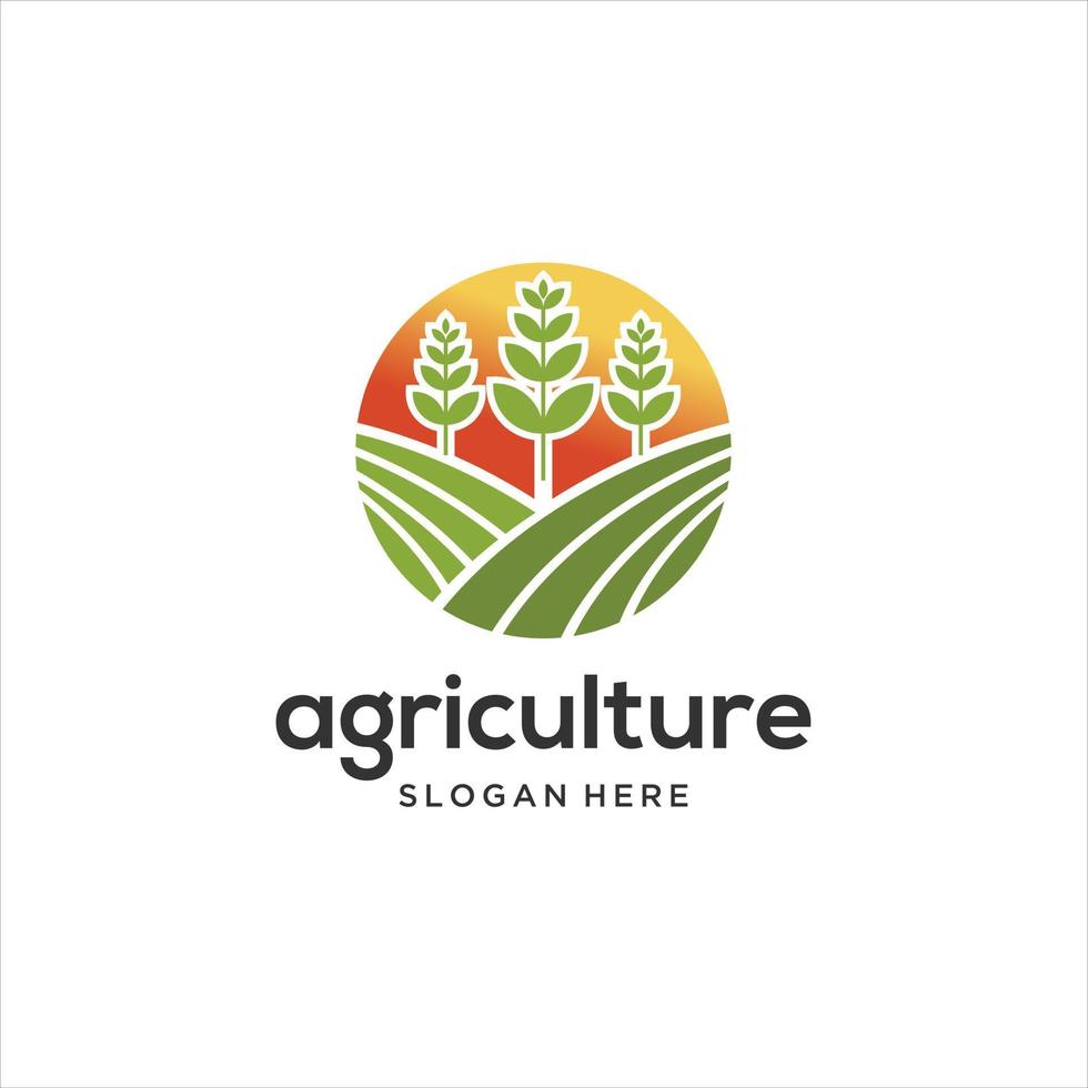 vector logo design illustration of agriculture business, tractor farm, soil farm, crop field, pasture, milk, barn, Emblem, Design Concept