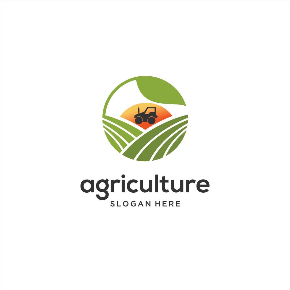 vector logo design illustration of agriculture business, tractor farm, soil farm, crop field, pasture, milk, barn, Emblem, Design Concept, Creative Symbol, Icon.