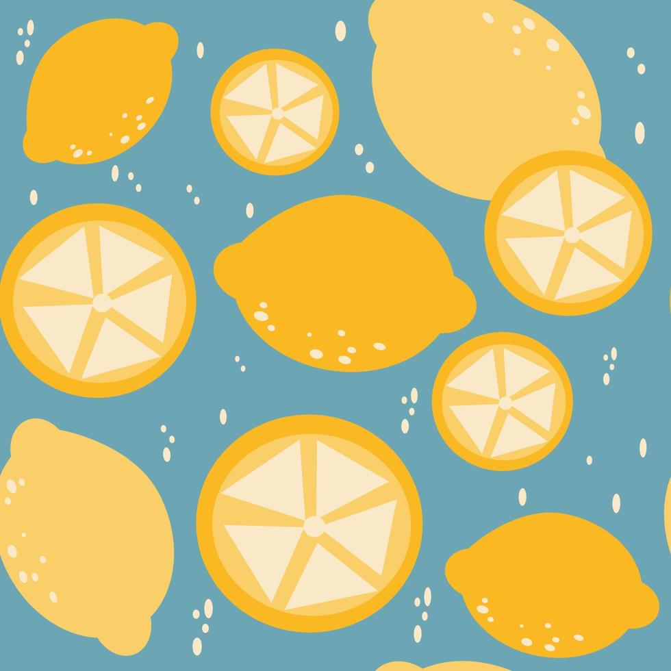 Summer cute seamless vector pattern background illustration with lemons
