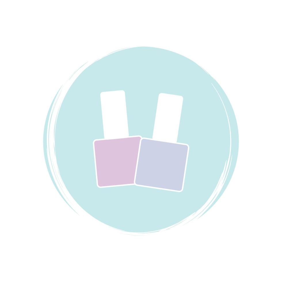 Nail polish make up icon logo vector illustration on circle with brush texture for social media story highlight