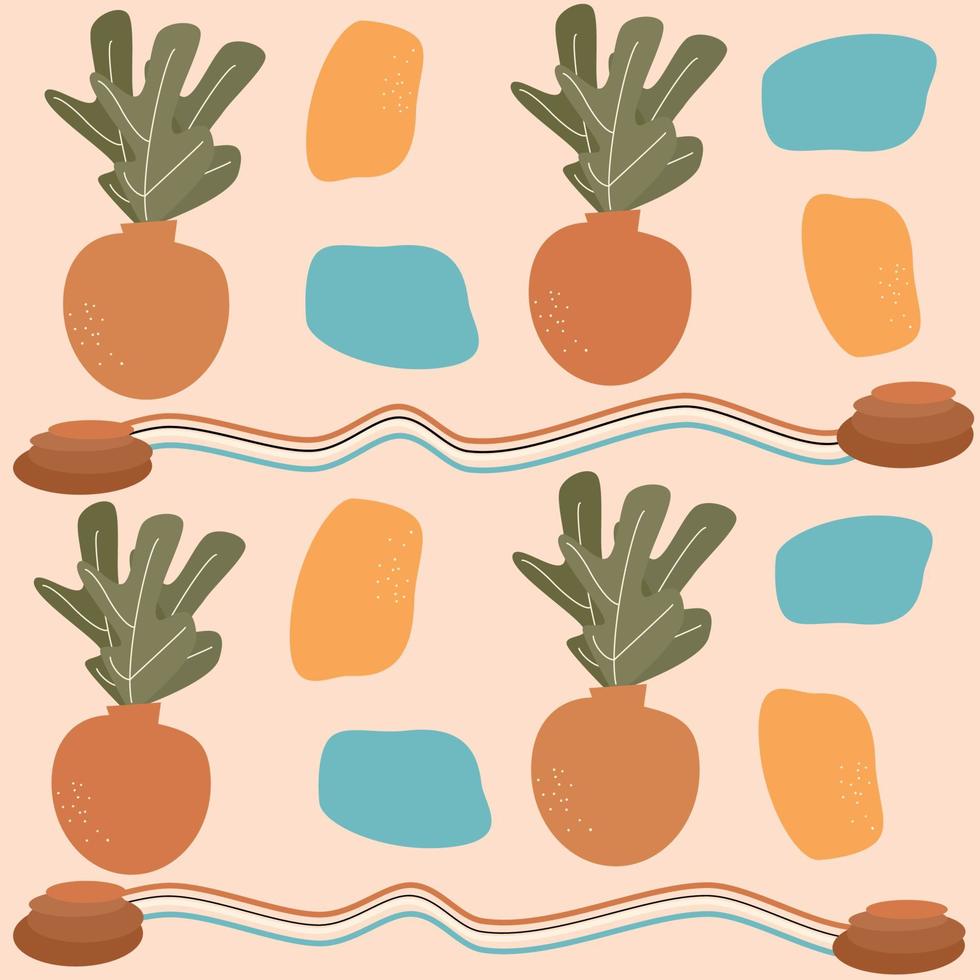 Artistic modern terracotta art print seamless vector pattern background illustration with organic shapes, rainbows and graphic elements design