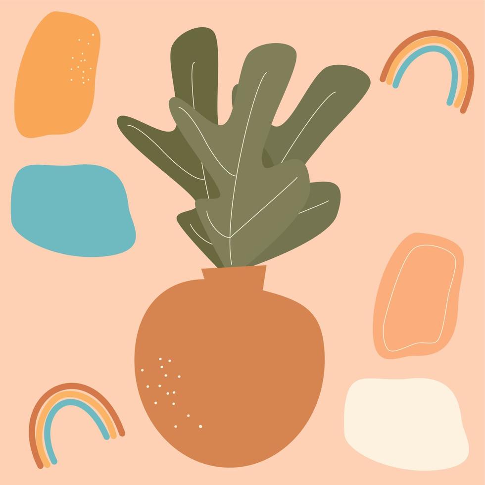 Artistic modern terracotta art print vector illustration with organic shapes, rainbows and graphic elements design for banners templates, social media, invitations and covers