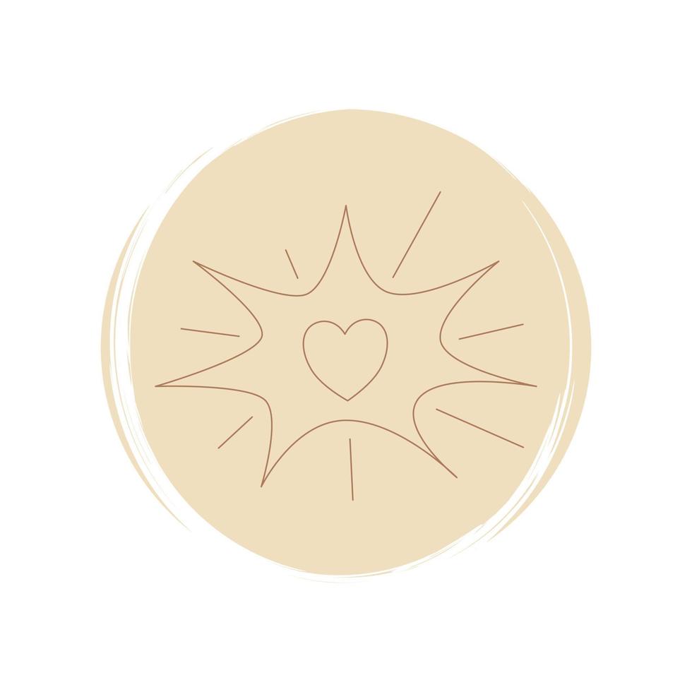 Cute speech bubble with heart icon vector, illustration on circle with brush texture, for social media story highlight vector