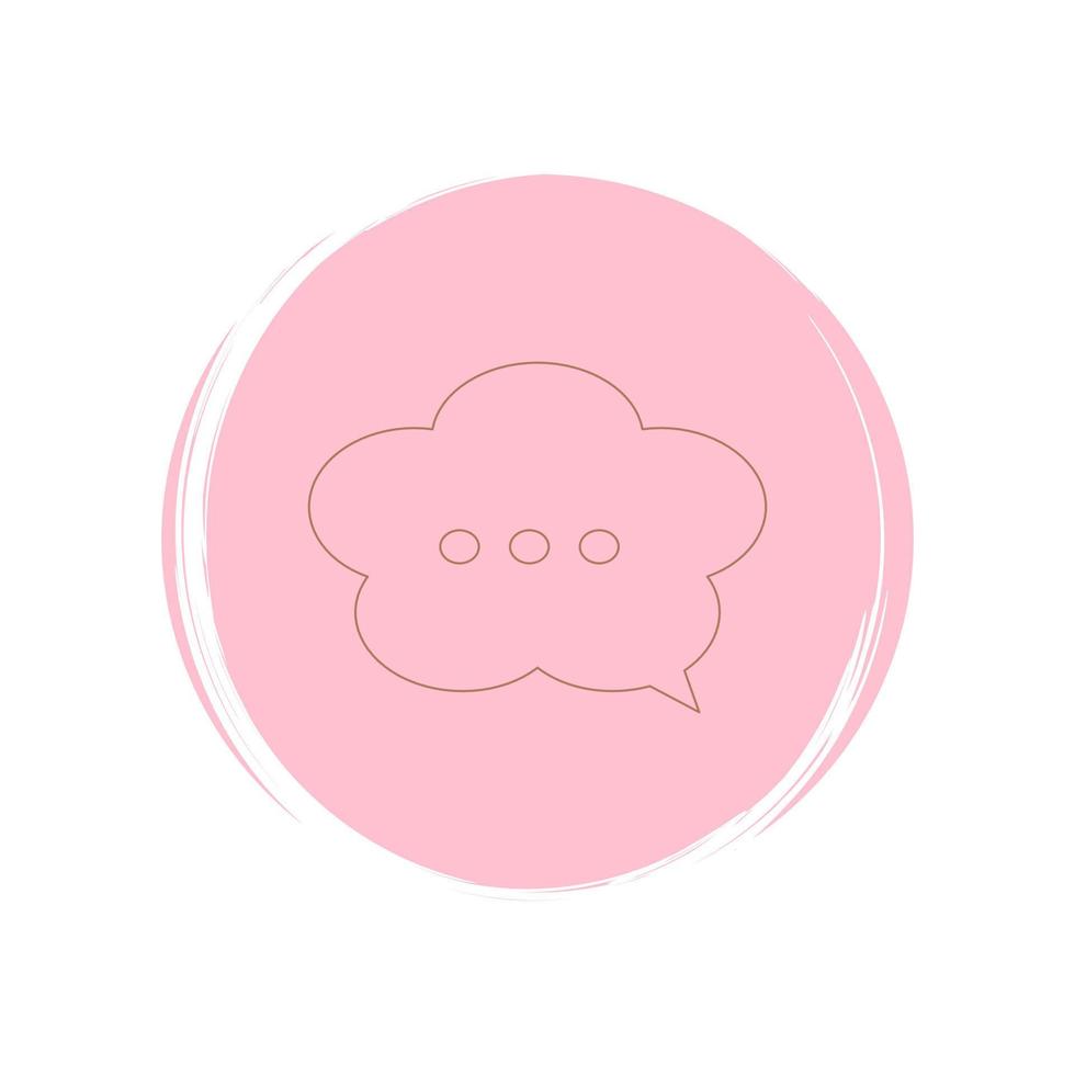 Cute speech bubble with suspension points icon vector, illustration on circle with brush texture, for social media story highlight vector