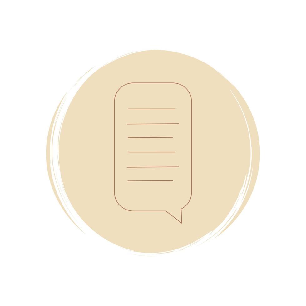 Cute speech bubble icon vector, illustration on circle with brush texture, for social media story highlight vector