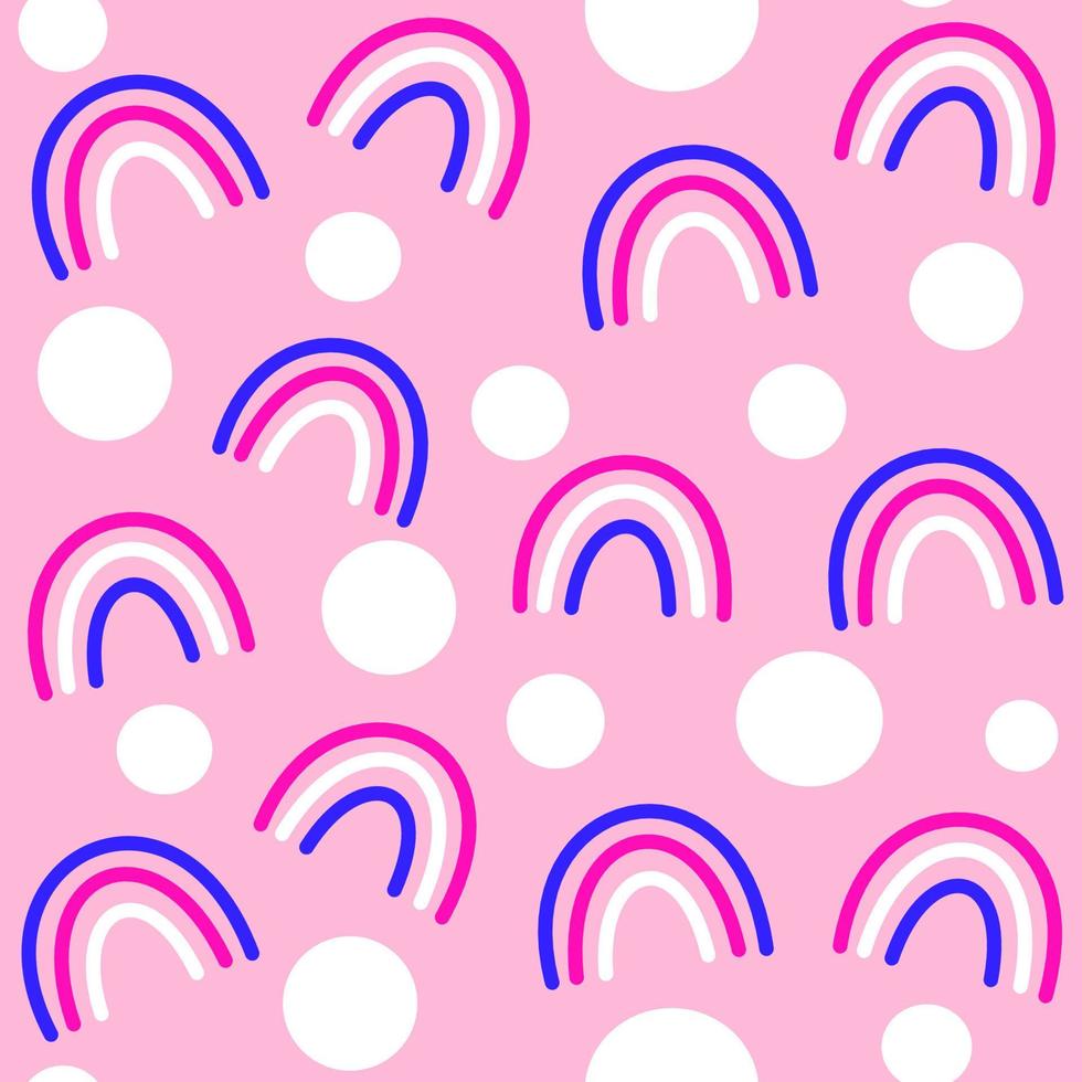 Cute colorful seamless vector pattern background illustration with abstract modern rainbows and circles