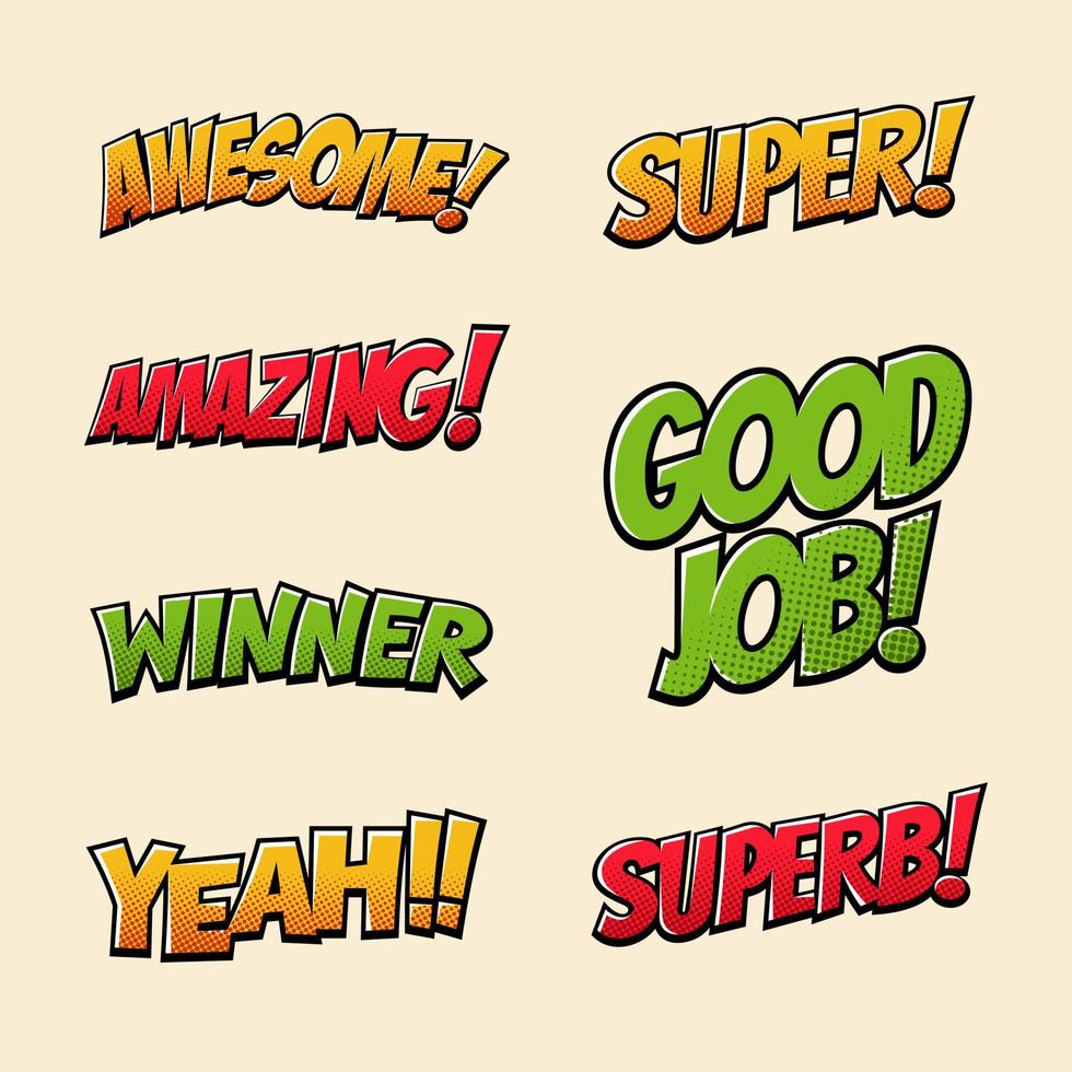 Comic text pop art collection. Suitable for infographic pop art and promotion banner cartoon style. vector