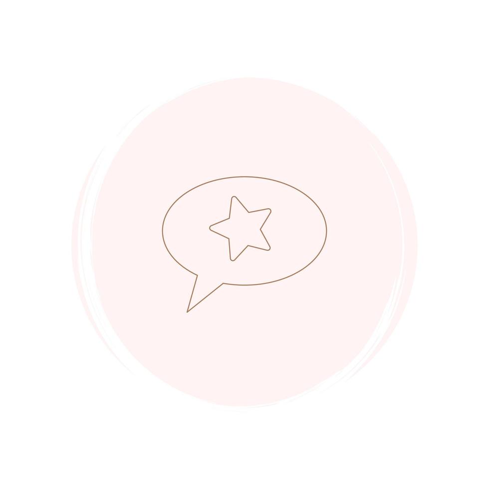 Cute speech bubble with star icon vector, illustration on circle with brush texture, for social media story highlight vector