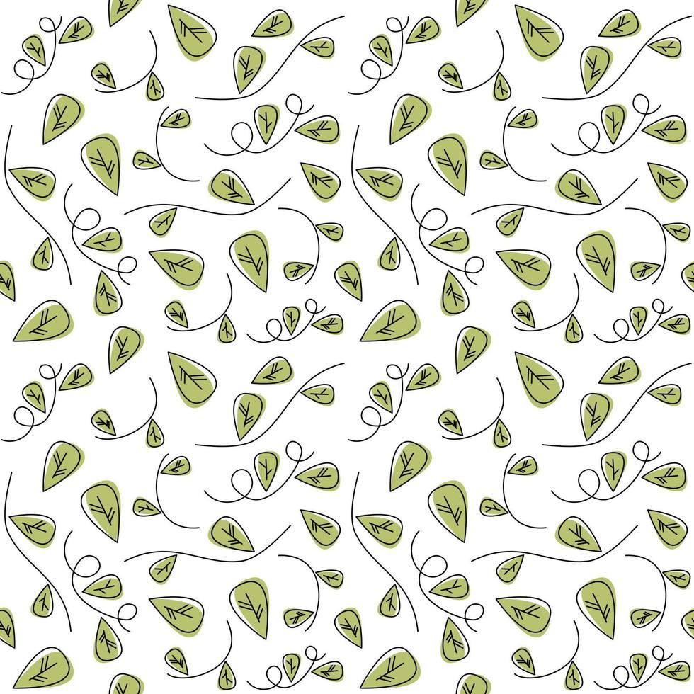 Cute seamless vector pattern background illustration with leaves and branches