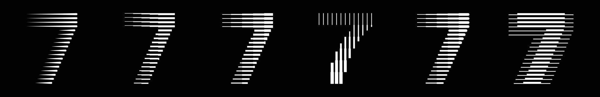 Set numbers seven 7 logo lines abstract modern art vector illustration