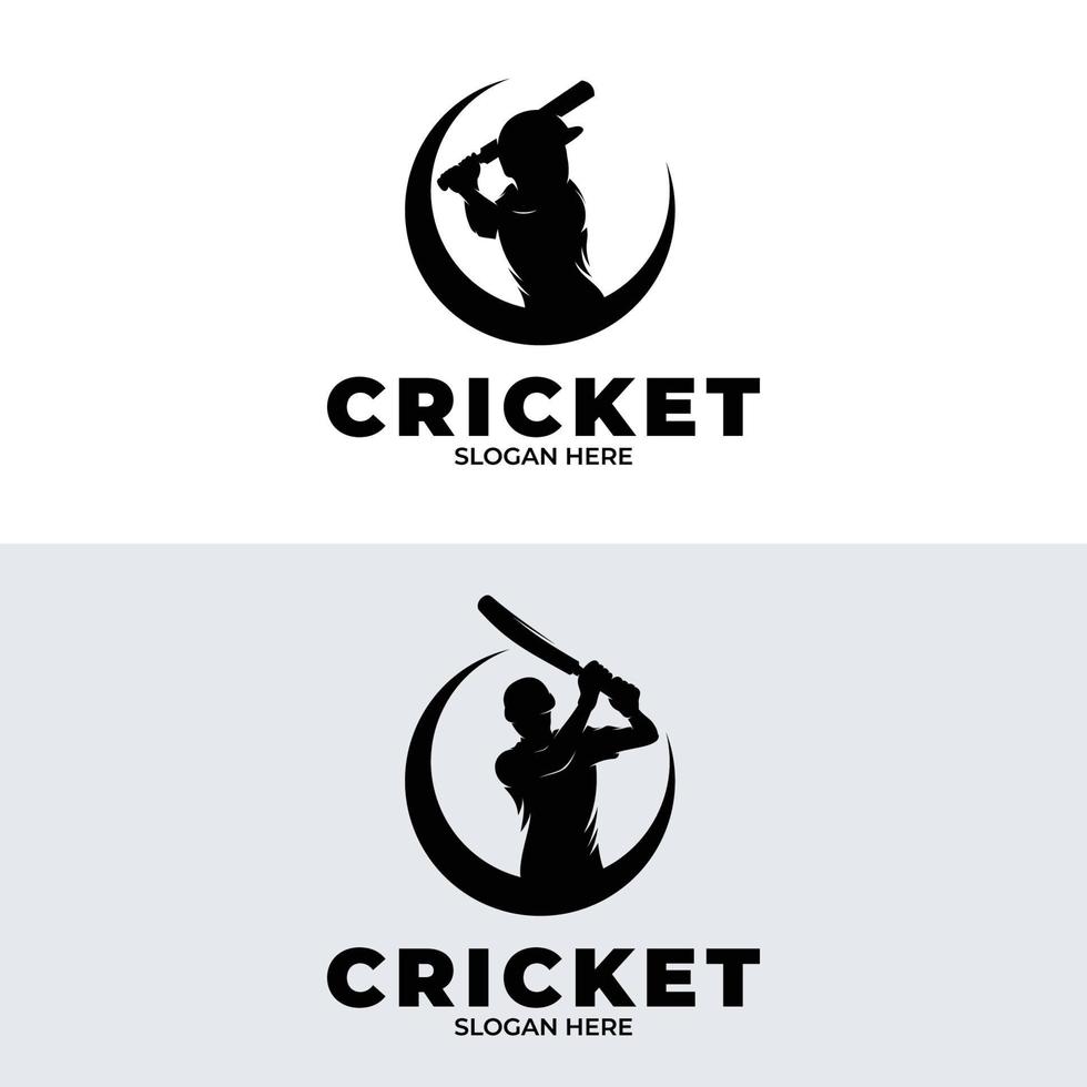 Cricket player logo design template vector