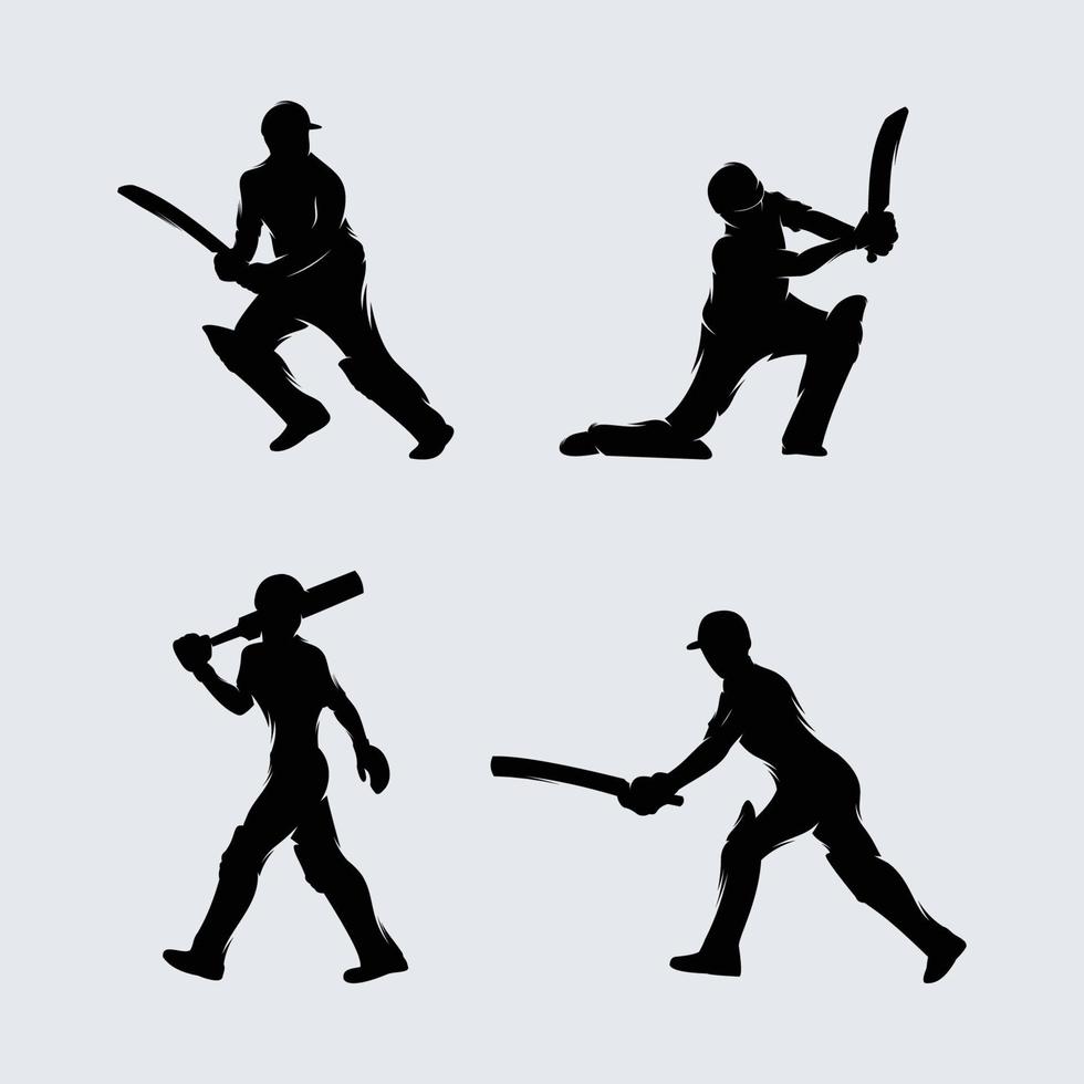 Collection of cricket player logo design vector