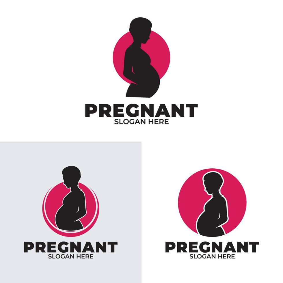 Set of pregnant woman logo design vector