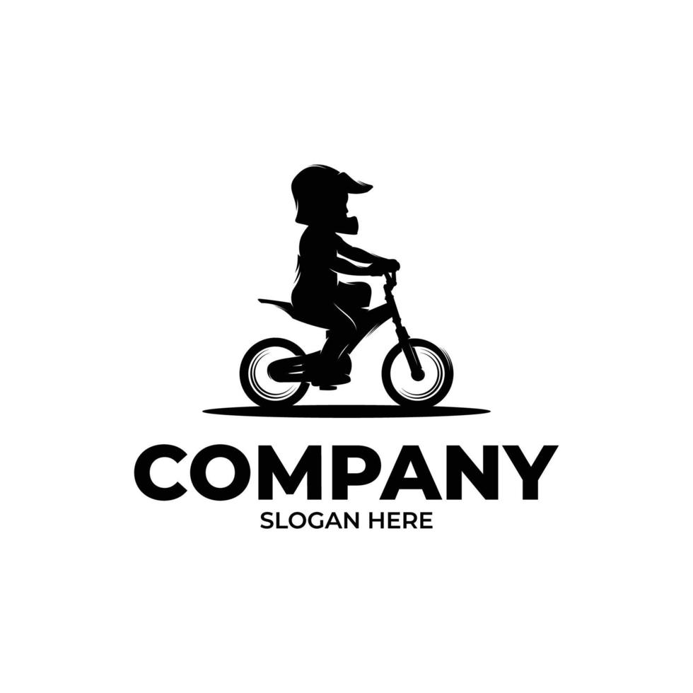 Kids playing bicycle logo design template vector
