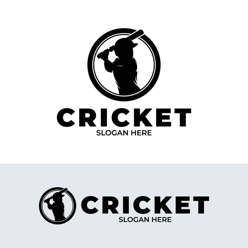 Cricket player logo design template vector