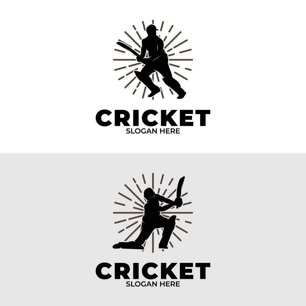 Cricket player logo design template vector