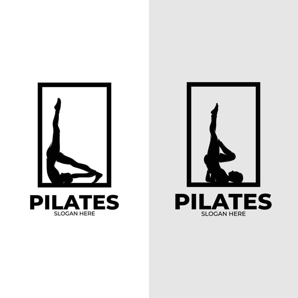 silueta de pilates logo diseño inspiración vector