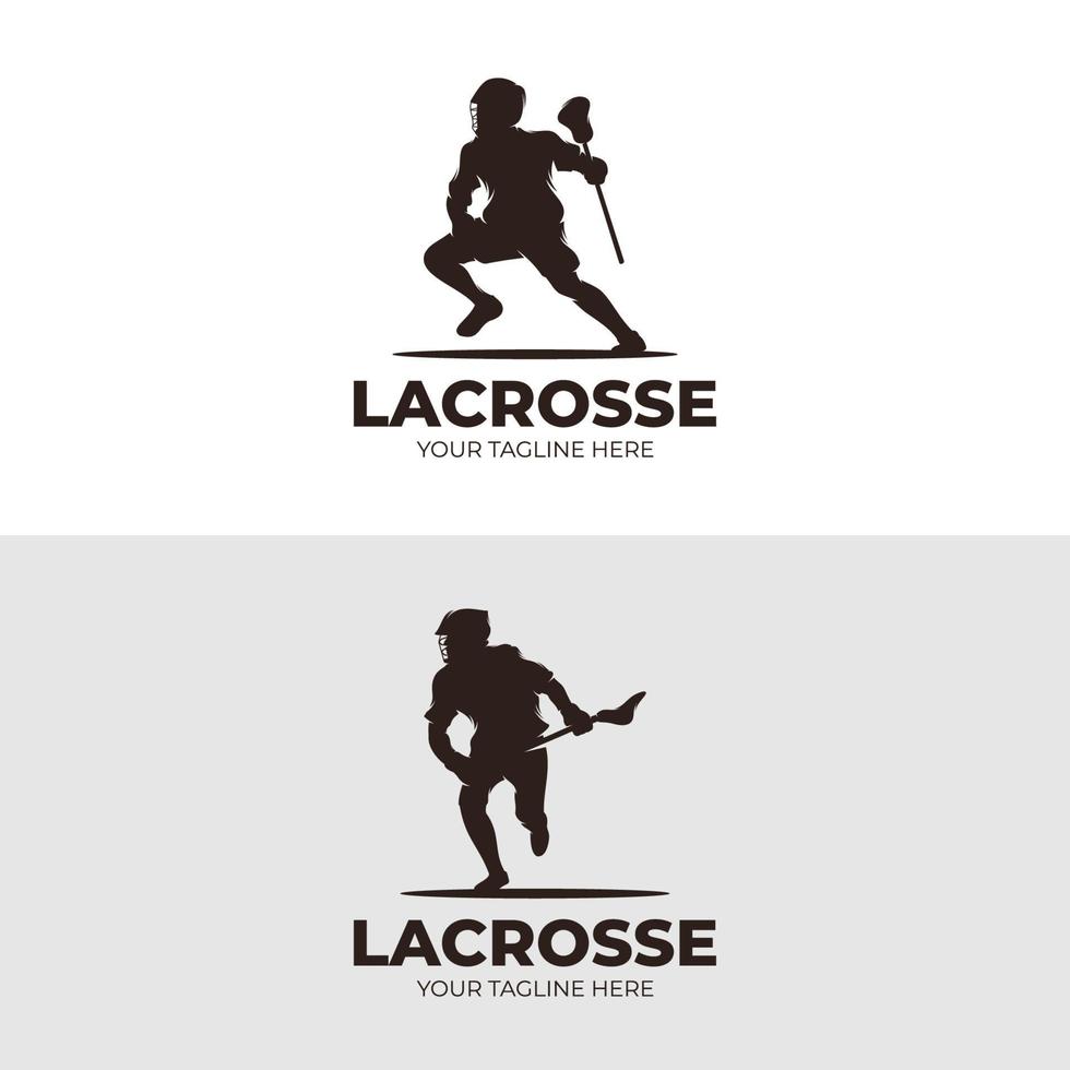 conjunto de lacrosse deporte logo diseño vector