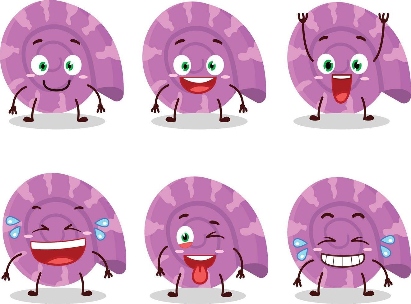 dibujos animados personaje de púrpura almeja con sonrisa expresión vector