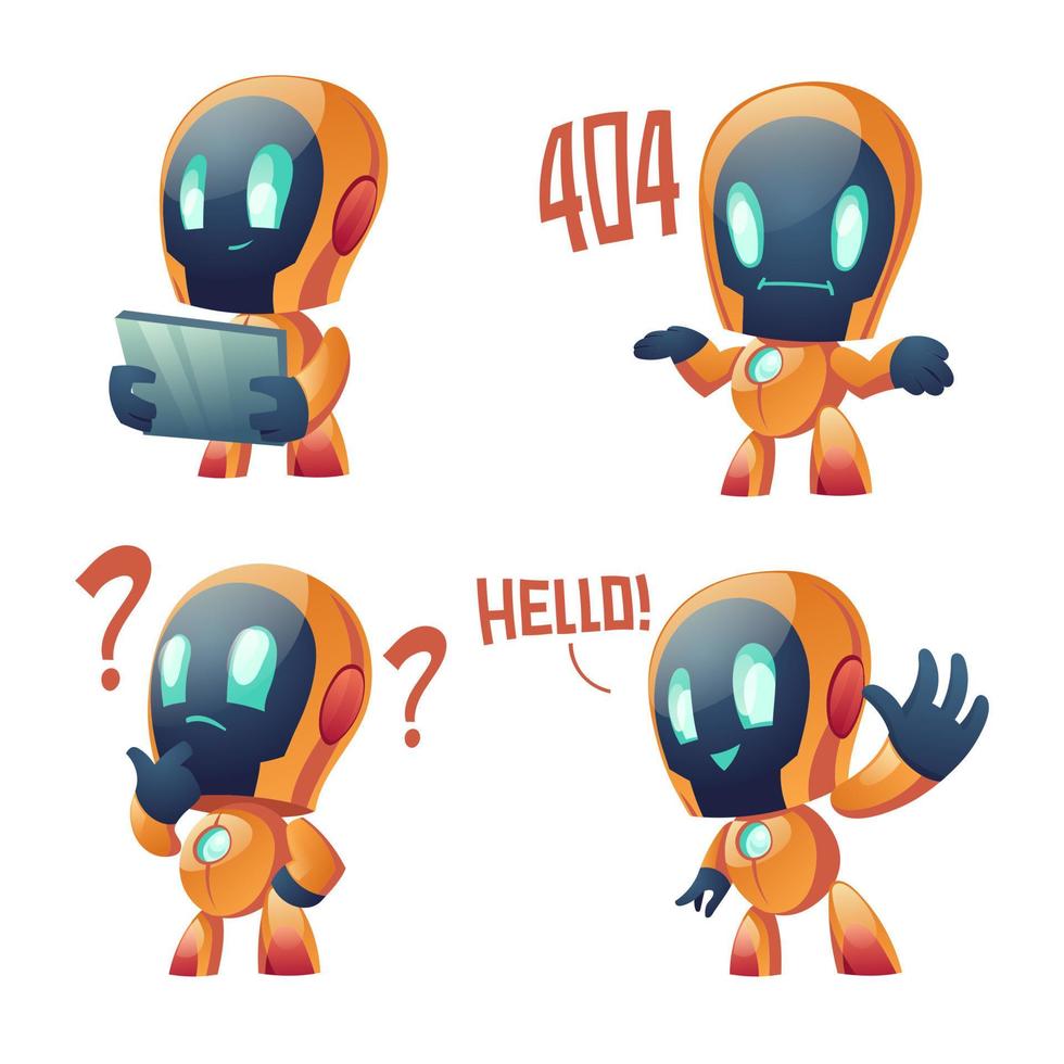 linda caricatura de bot de chat, robot de conversación vector