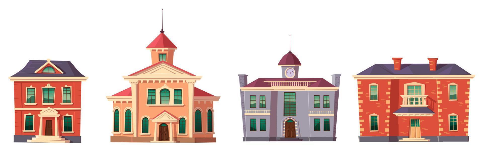 Urban retro colonial style building cartoon vector