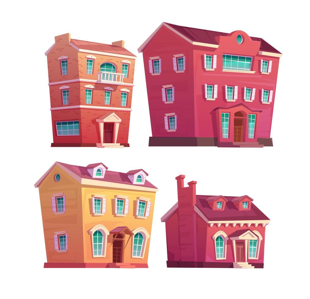 Urban retro colonial victorian building, cartoon vector