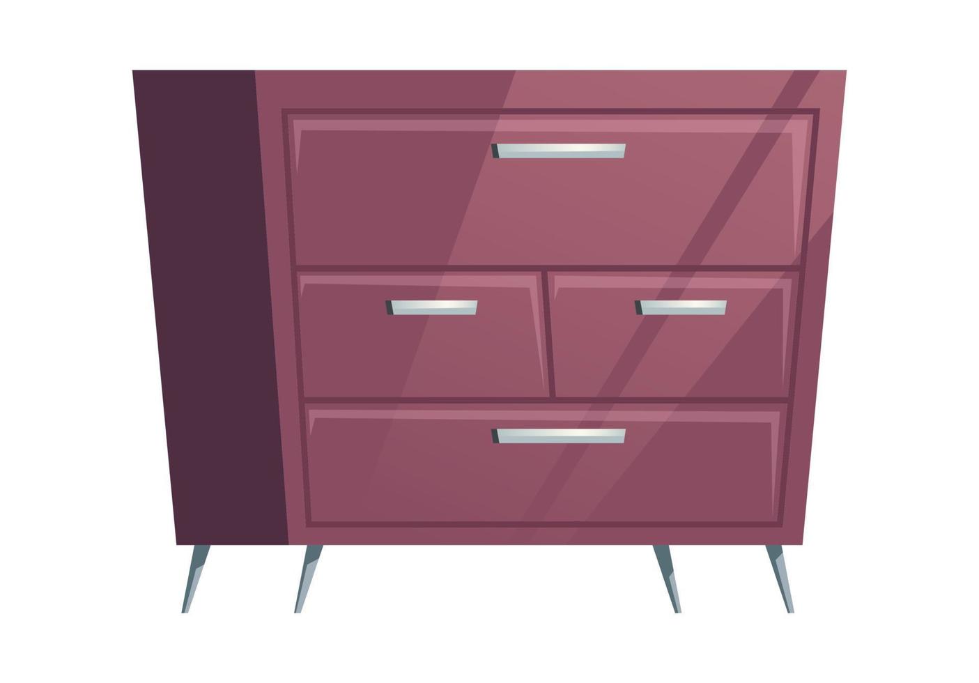 Bedroom furniture dresser chest of drawers cartoon vector