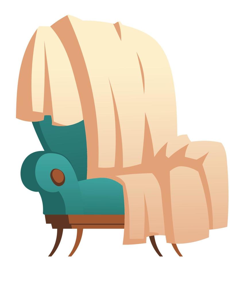 Soft wooden chair with blanket thrown furniture vector