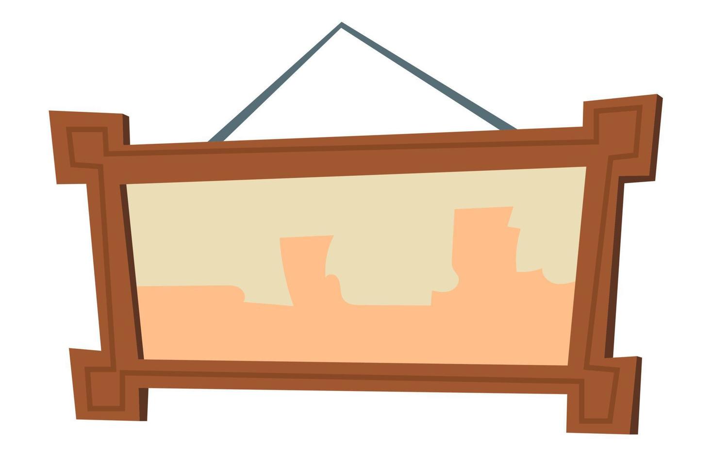Picture frame hanging on white wall cartoon vector