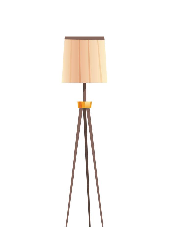 Floor lamp with beige shade, lighting equipment vector
