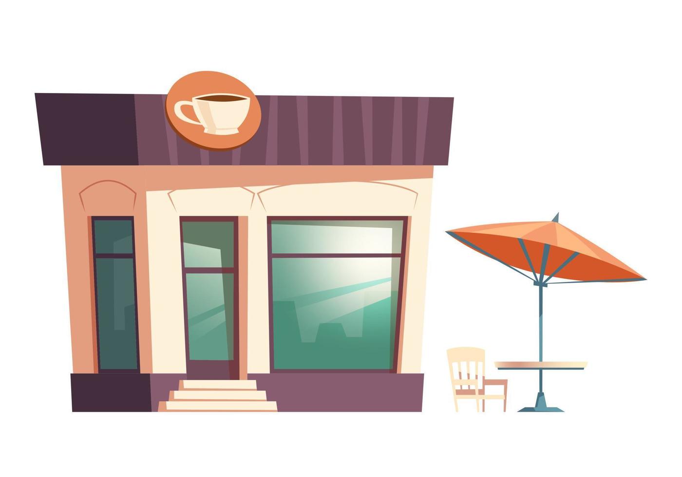 Fast food coffee restaurant, street table umbrella vector