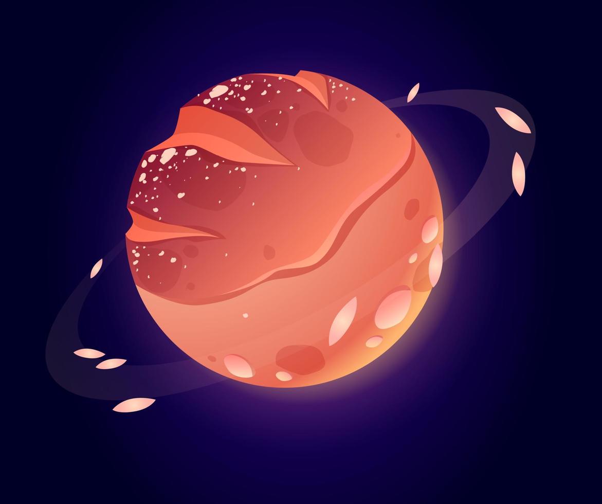 Vector cartoon bread planet in outer space