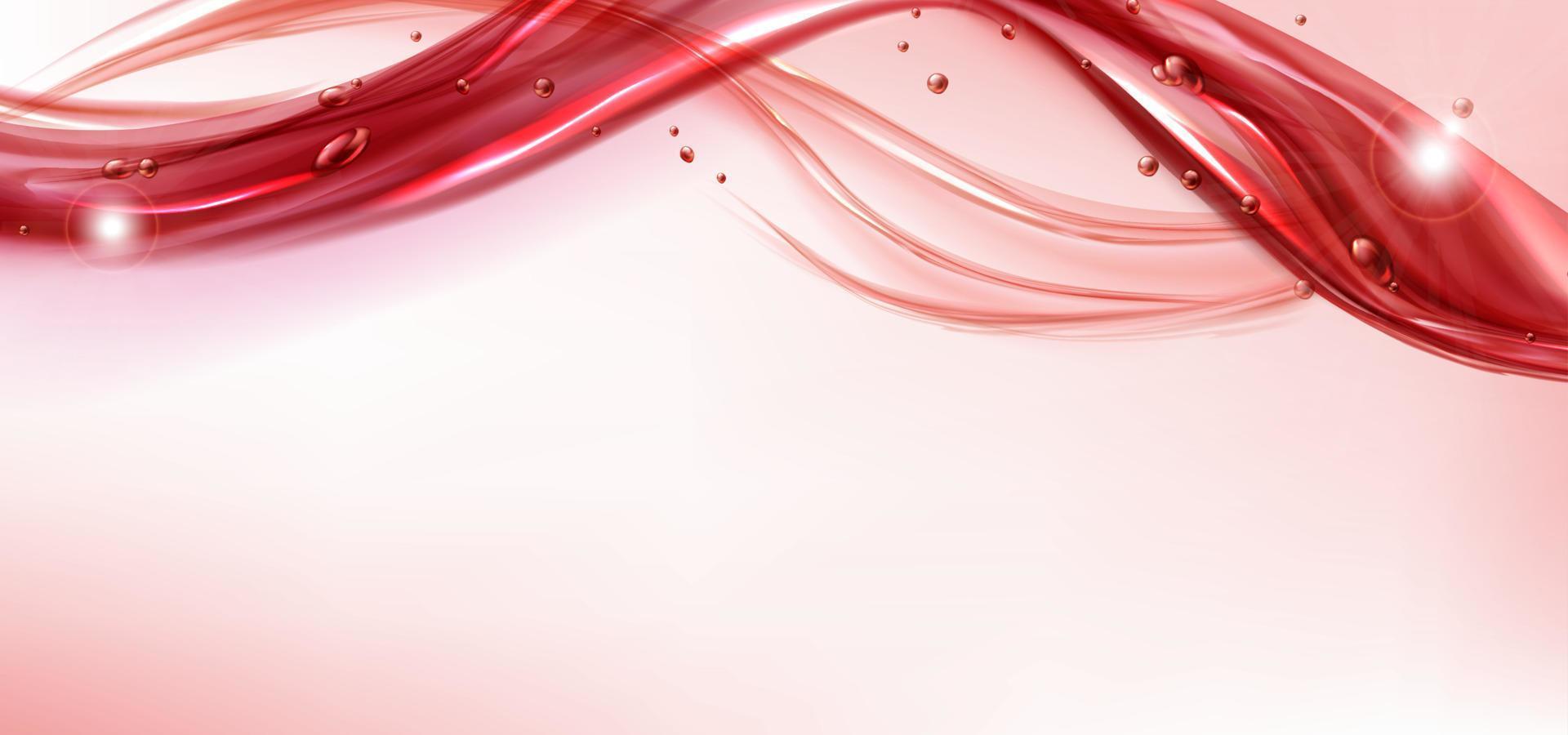Red water splash wave with air bubbles and sparkle vector