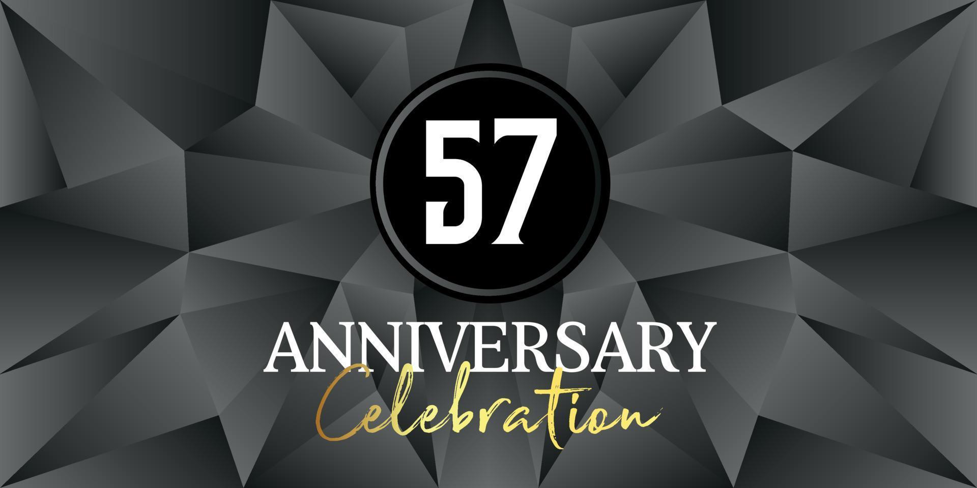 57 year anniversary celebration logo design white and gold color on Elegant Black Background Vector Art abstract background vector