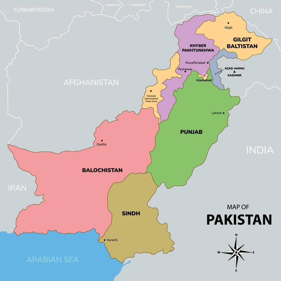 mapa de pakistán vector