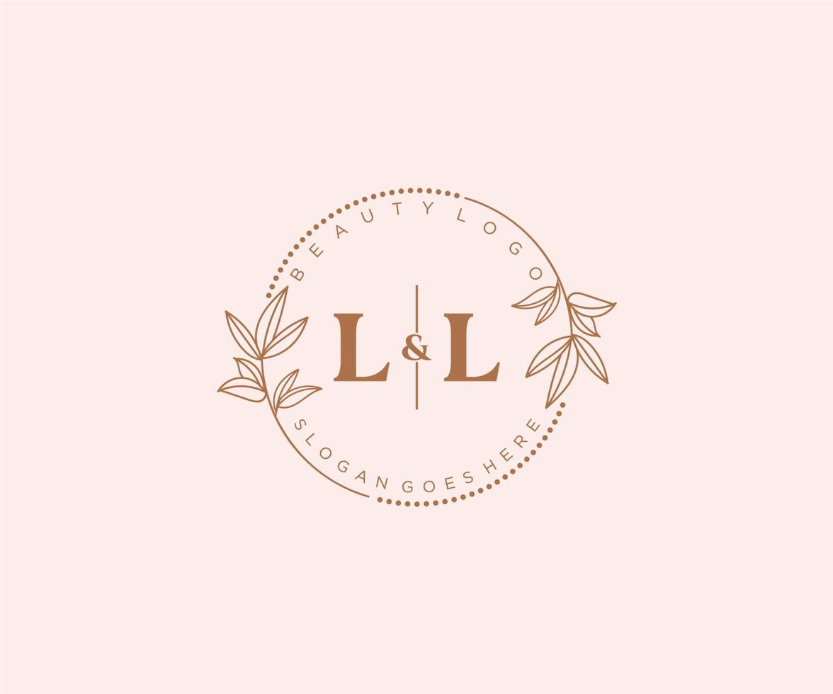 initial LL letters Beautiful floral feminine editable premade monoline logo suitable for spa salon skin hair beauty boutique and cosmetic company. vector