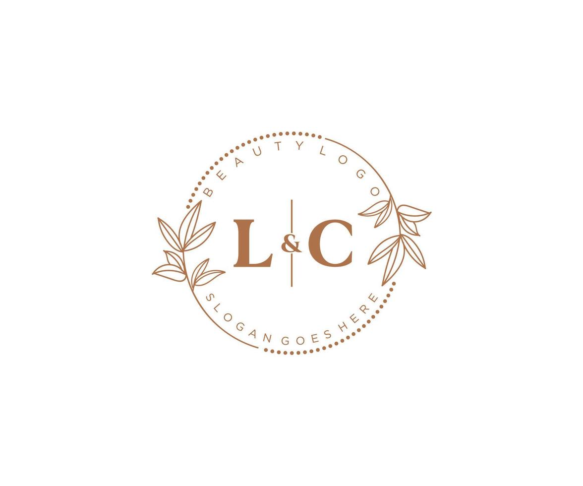 initial LC letters Beautiful floral feminine editable premade monoline logo suitable for spa salon skin hair beauty boutique and cosmetic company. vector