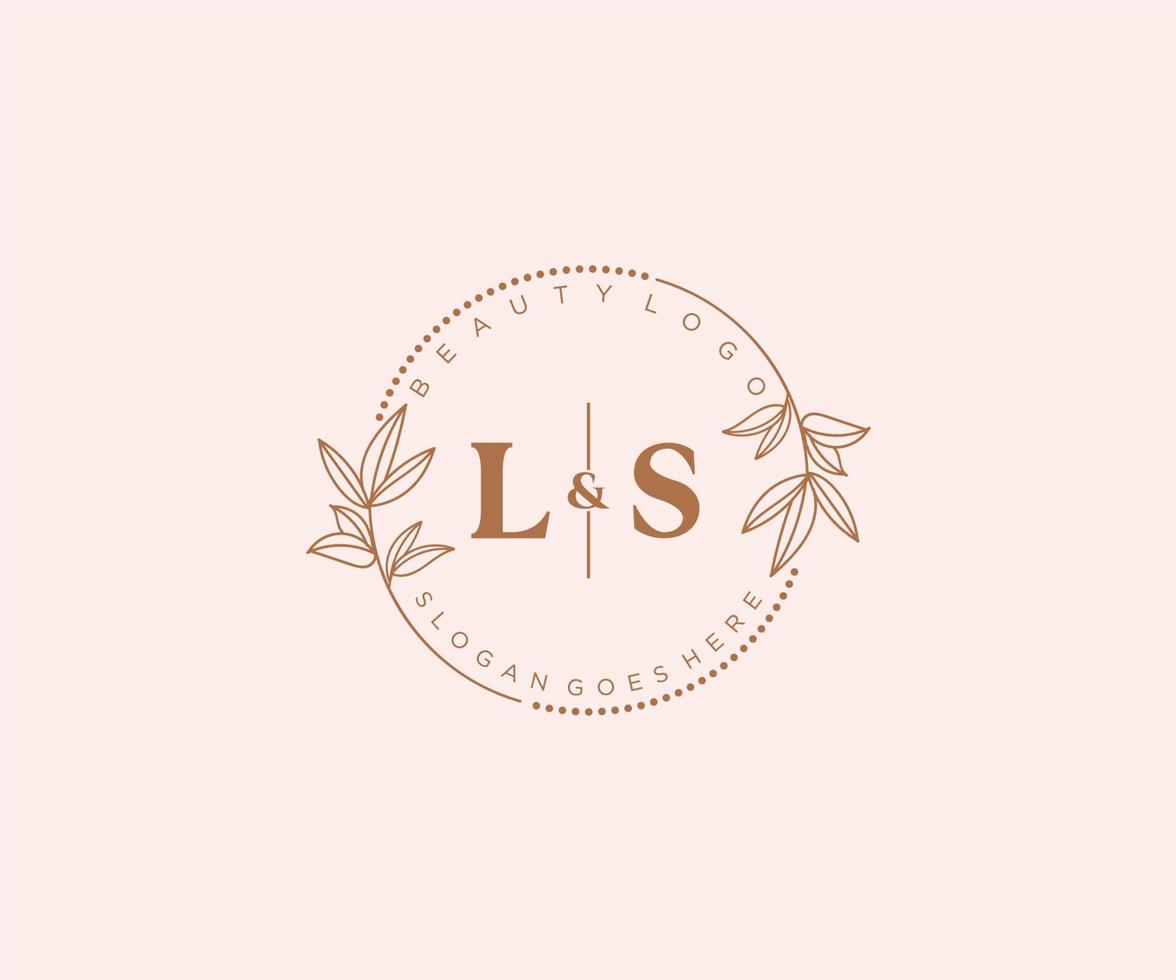 initial LS letters Beautiful floral feminine editable premade monoline logo suitable for spa salon skin hair beauty boutique and cosmetic company. vector